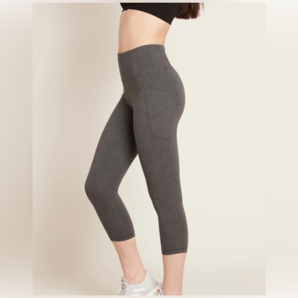 Boody bamboo ACTIVE High Waist 3/4 capri leggings w/3pockets in Dark Marl-NWOT